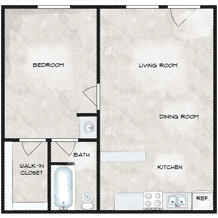 Floor plan 1 Bedroom B