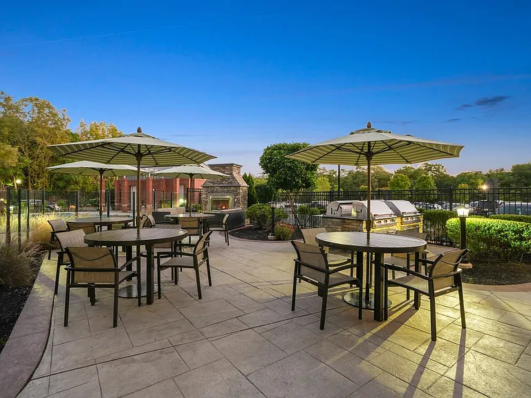 Courtyard with BBQ grills and picnic areas