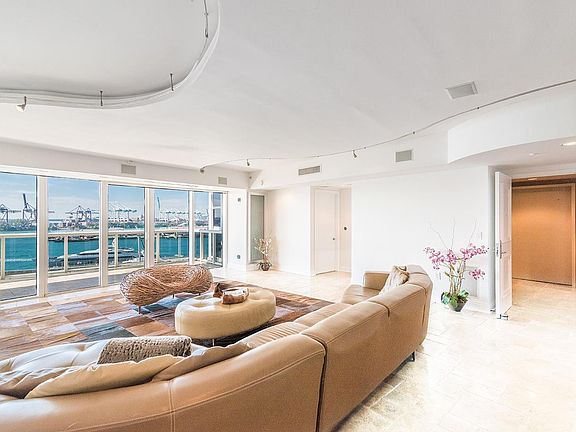 Living room with bay views