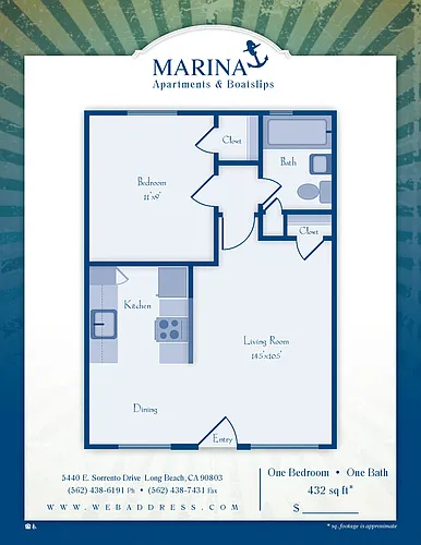 Floor plan One Bedroom/ One Bath