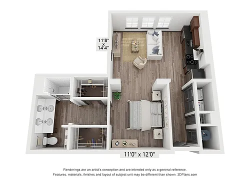 Floor plan Open 1x1 C