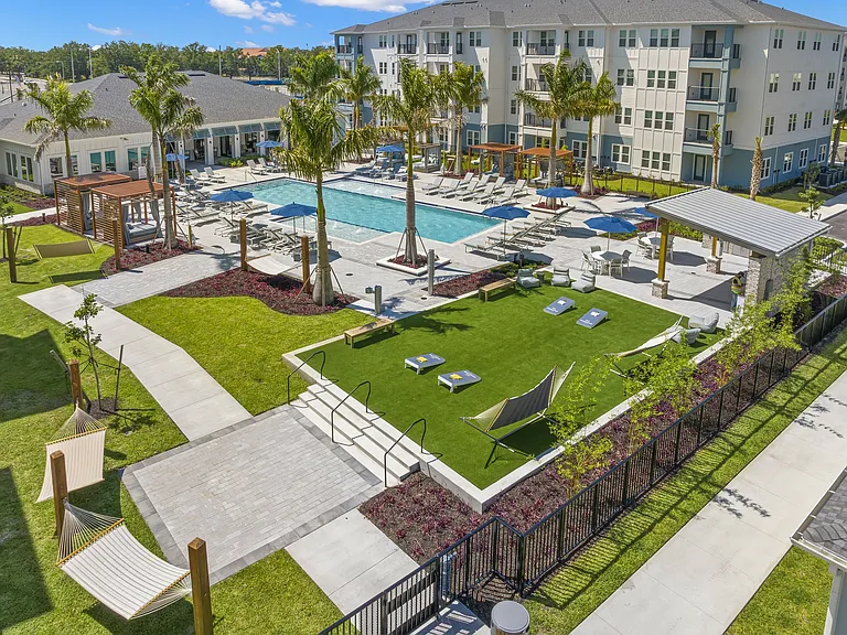 Aerial view of courtyard amenity space