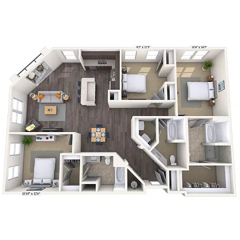 Floor plan Traditional 3x3 1624 SF