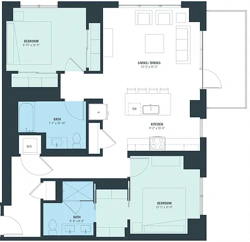 Floor plan 2 Bed/2 Bath-b20i