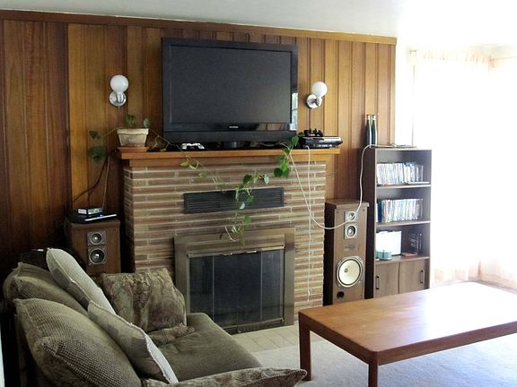 living room with fireplace
