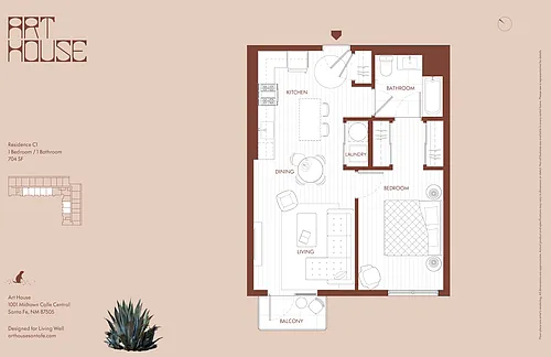 Floor plan 1 Bedroom, 1 Bathroom C1 floorplan
