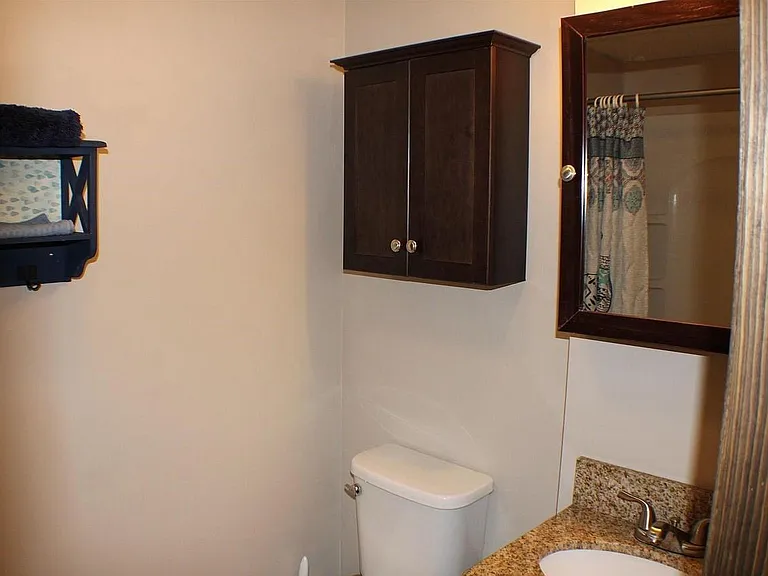 Basement bath with large walk in shower.