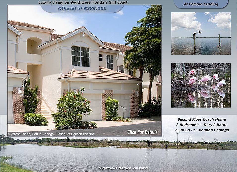 Panoramic View of 110 acre preserve.  Attractive Stucco and Brick Exterior
