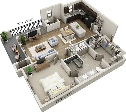 Floor plans are artist's rendering. All dimensions are approximate. Actual product and specifications may vary in dimension or detail. Not all features are available in every apartment. Prices and availability are subject to change. Floor plans are artist