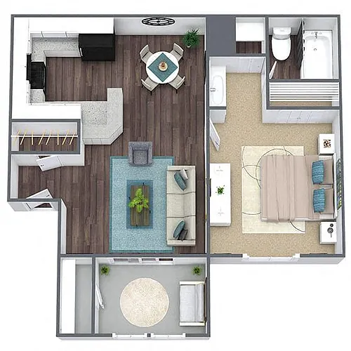 Floor plan A1: 1 Bed 1 Bath
