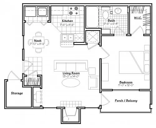Floor plan One-bedroom One Bath