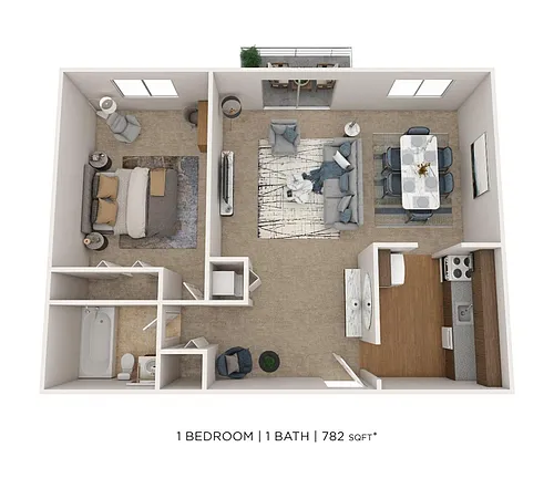Floor plan One Bedroom - 782 sqft
