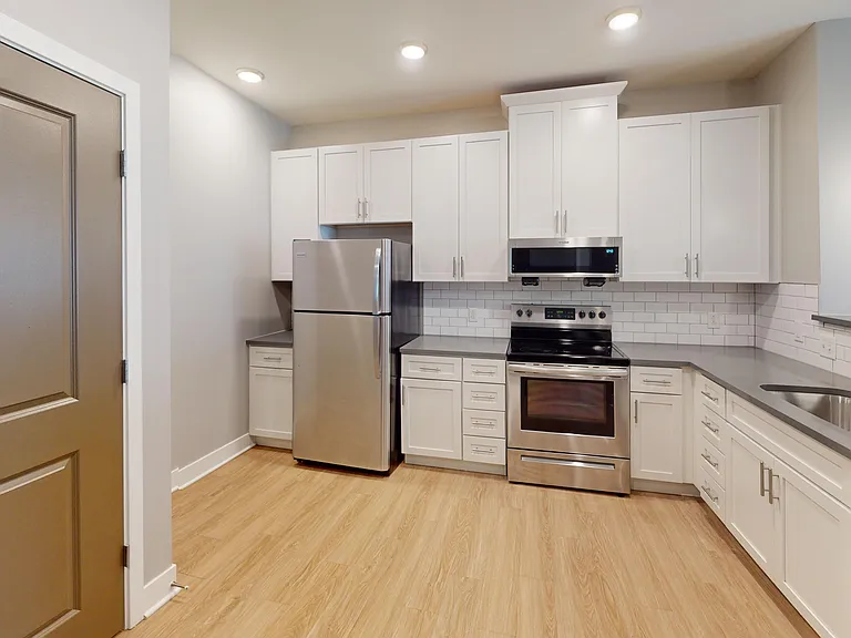 The Kraft kitchen provides ample storage, including a pantry, and stainless steel appliances. The Kraft kitchen provides ample storage, including a pantry, and stainless steel appliances.
