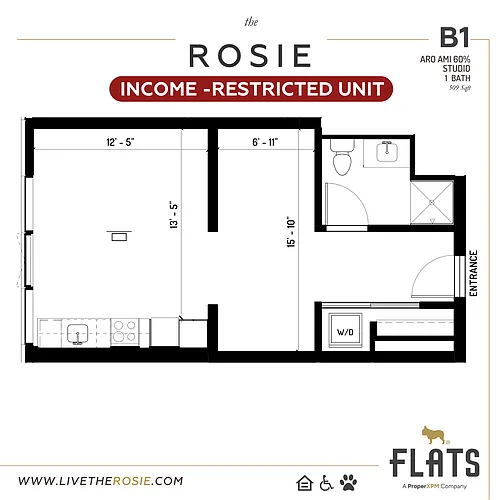 Floor plan B1 - 60% AMI ARO