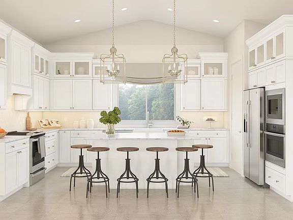 Kitchen with vaulted ceiling