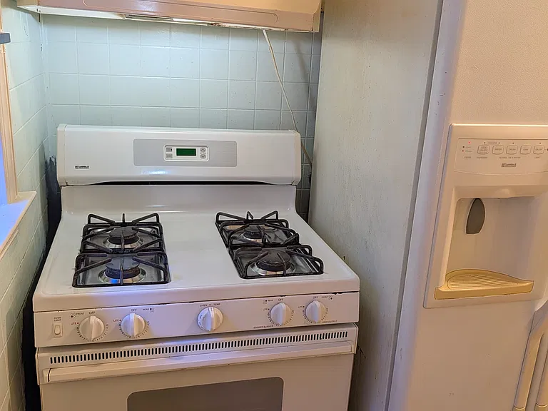 Kitchen with gas stove and range hood