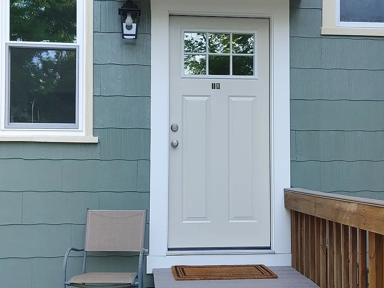 Back door and private patio area