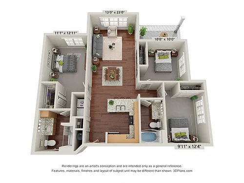 Floor plan Three Bedroom - B