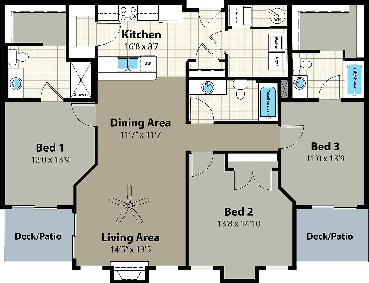 Floor plan 3H 1539 sf