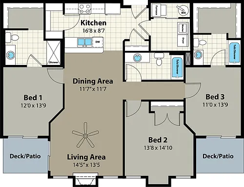 Floor plan 3H 1539 sf