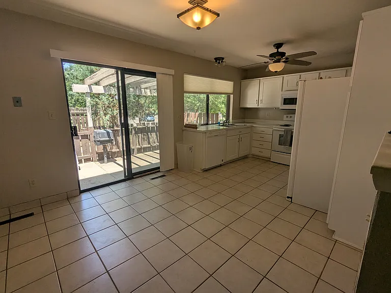 Kitchen area looking to the patio