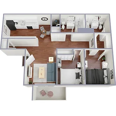 Floor plan Two Bedroom Two Bath