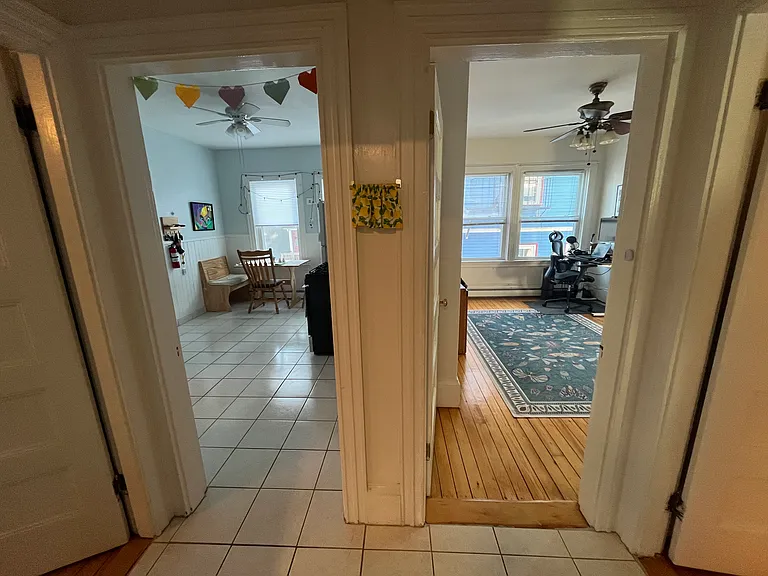 View into kitchen and dining room
