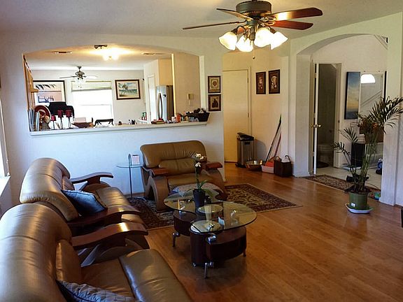 Family room with view of kitchen
