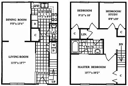 Floor plan 3 Bedroom 1.5 Bath