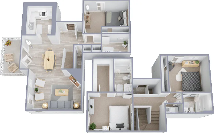 3 Bed 2.5 Bath - Townhome - Plan B Floorplan Diagram