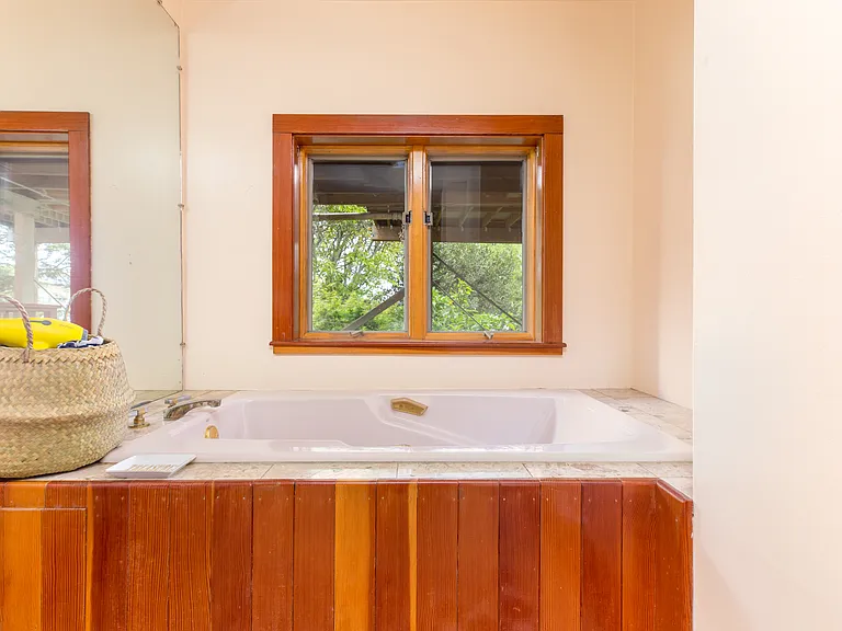 Soaking tub overlooking the garden.