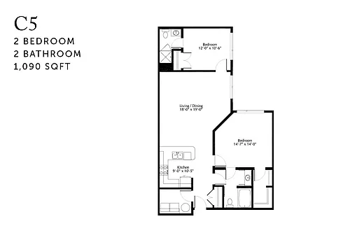 Floor plan C5r Two Bedroom Renovated