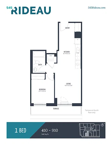 Floor plan 410-910 - 1 Bedroom