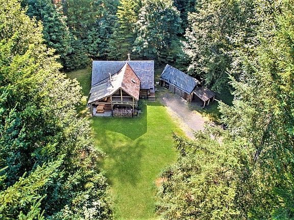 Overhead view of home from between trees!