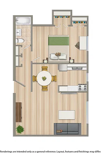 Floor plan 1 Bedroom B