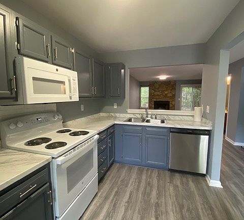 Kitchen view looking at the family room