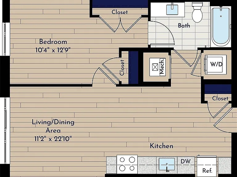 A 1BR -A1 One Bedroom Floor Plan A 1BR -A1 One Bedroom Floor Plan