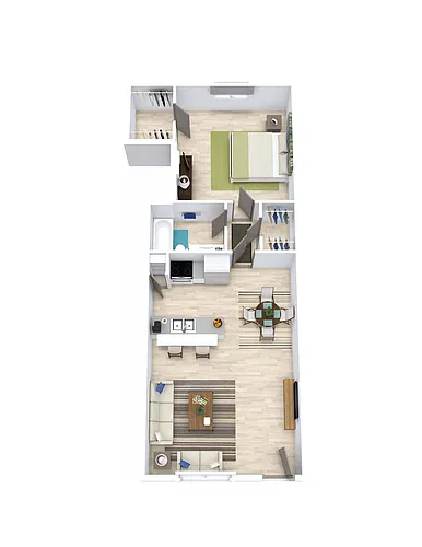 Floor plan 1 Bed 1 Bath 705