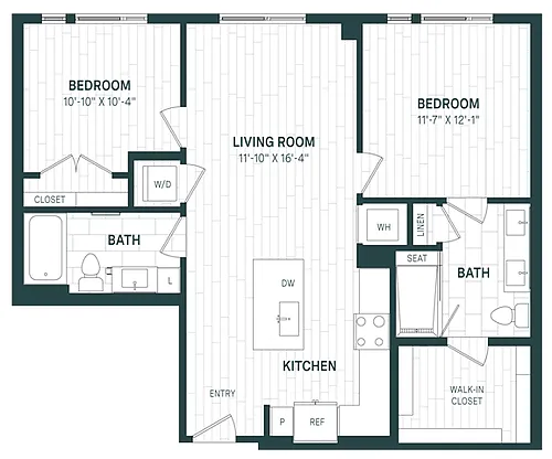 Floor plan 2 Bed/2 Bath-C01b-P