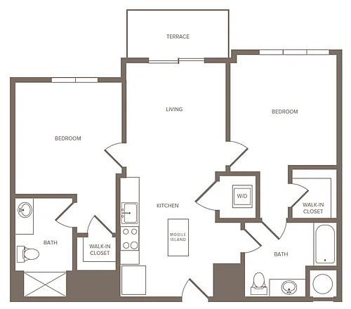 Floor plan 2 Bed/2 Bath-C