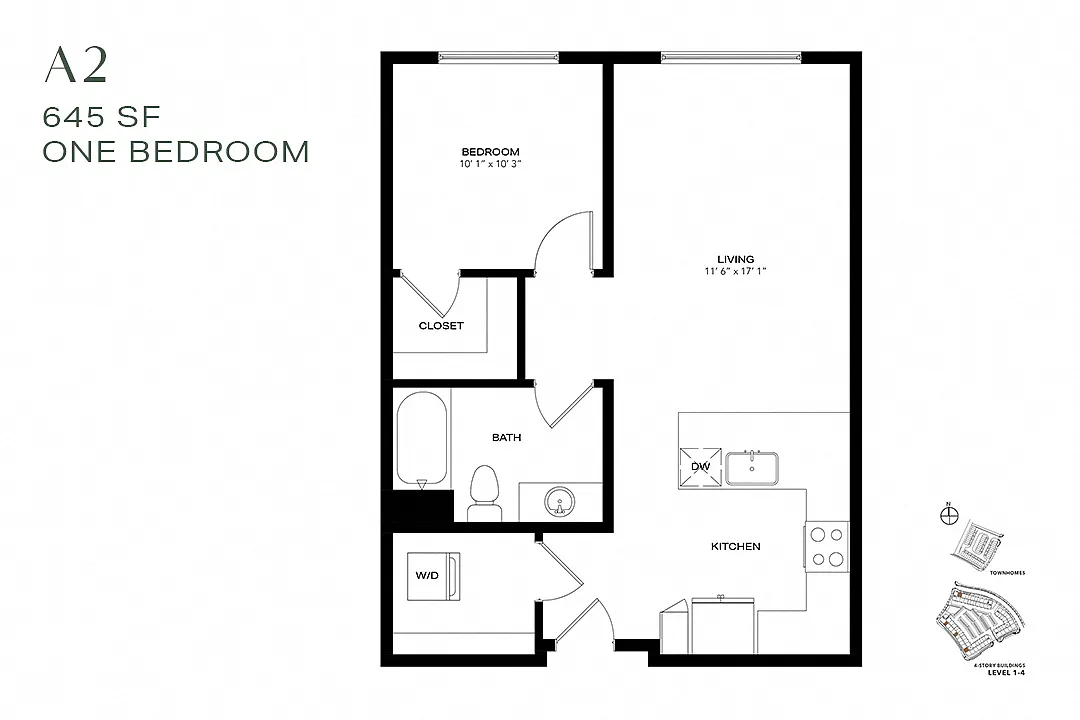 Floor plan One Bedroom A2