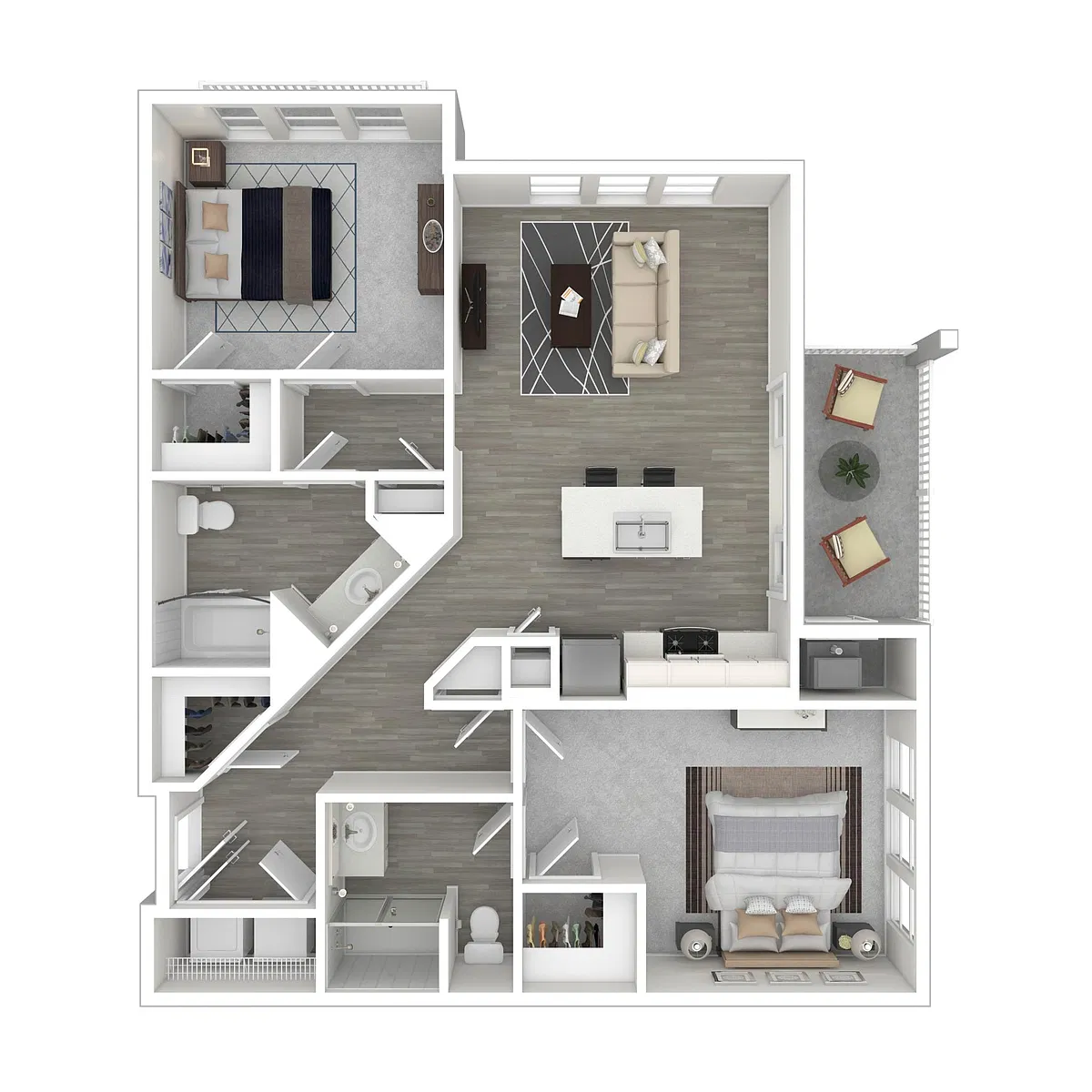 Floor plan Two Bedroom Elevator Building
