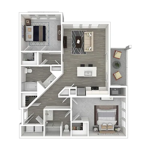 Floor plan Two Bedroom Elevator Building