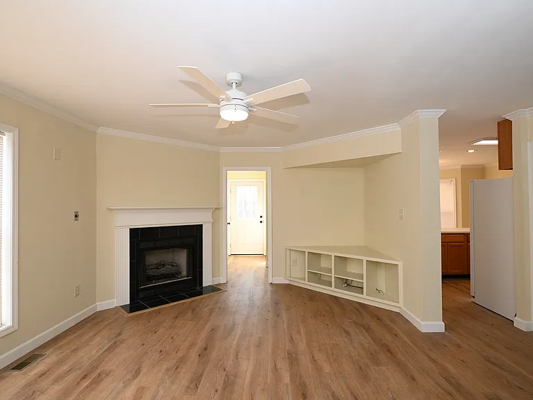 Living room facing back door