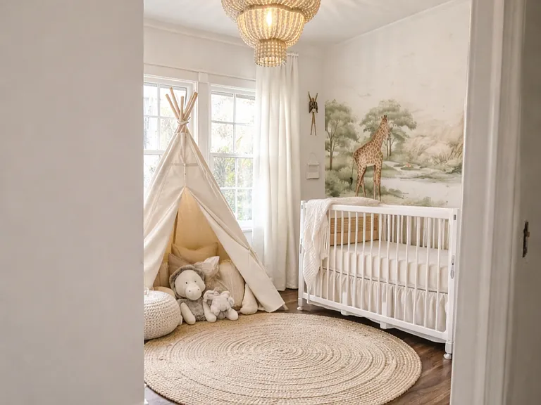 Second downstairs bedroom, close by to the master bedroom making it perfect for infants and young children. Nine foot ceilings, beautiful natural light and a pottery barn kids chandelier.