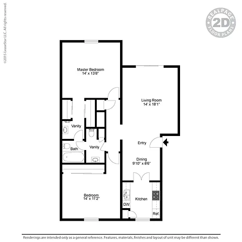 Floor plan Small 2 Bedroom 1 Bath
