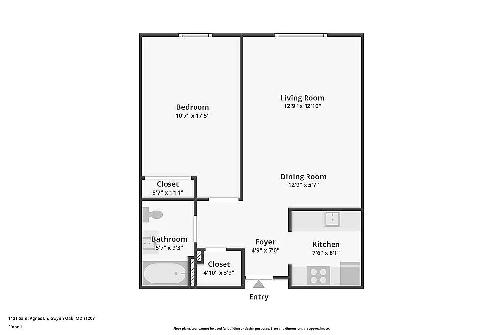 Floor plan One Bedroom One Bath