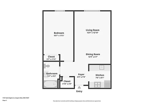 Floor plan One Bedroom One Bath