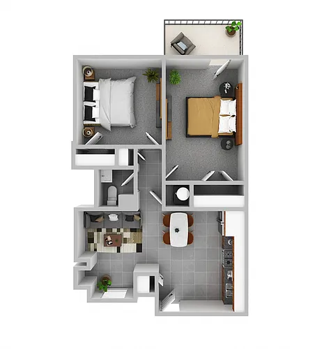 Floor plan 2 Bedroom 1 Bath A