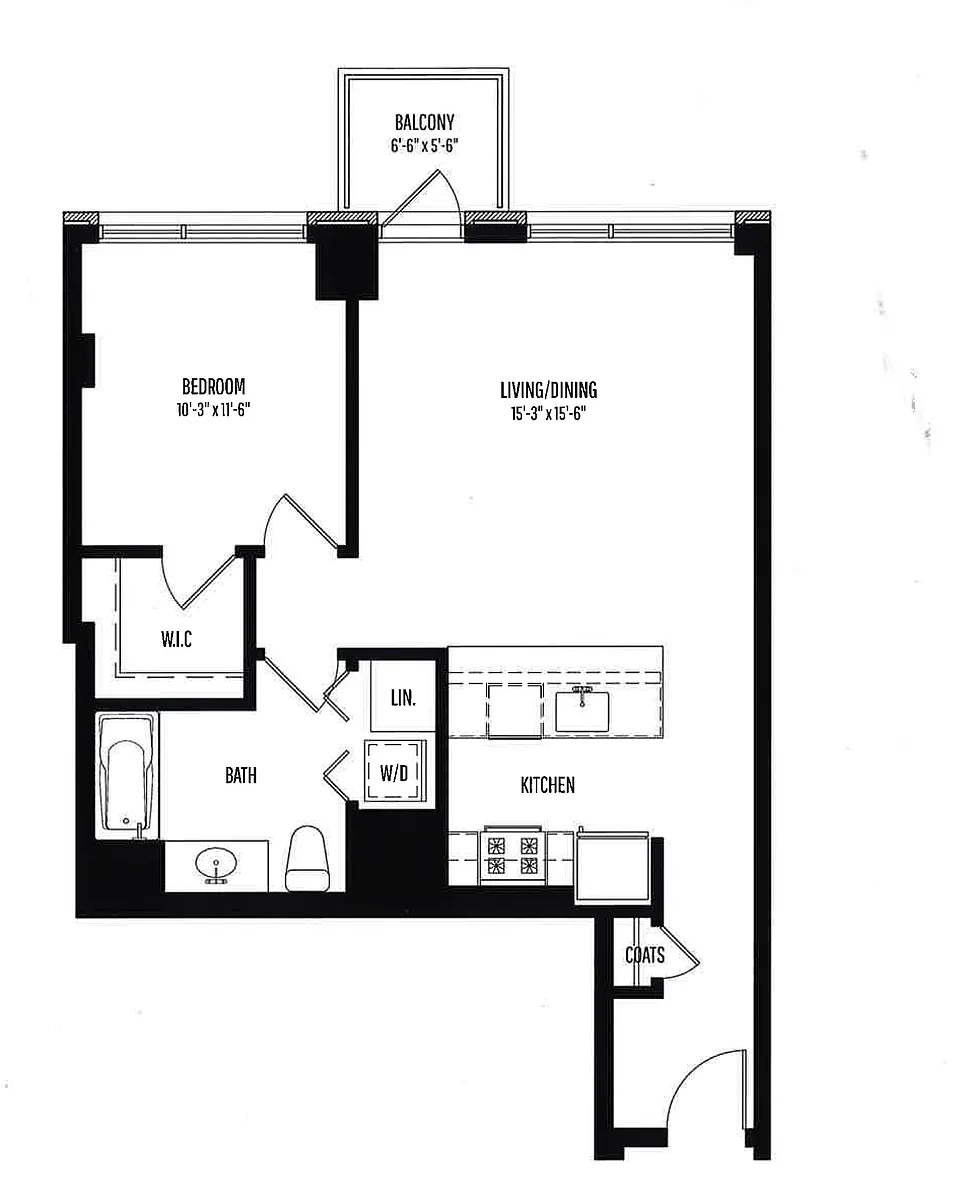 Floor plan 1 BR, 1 BTH